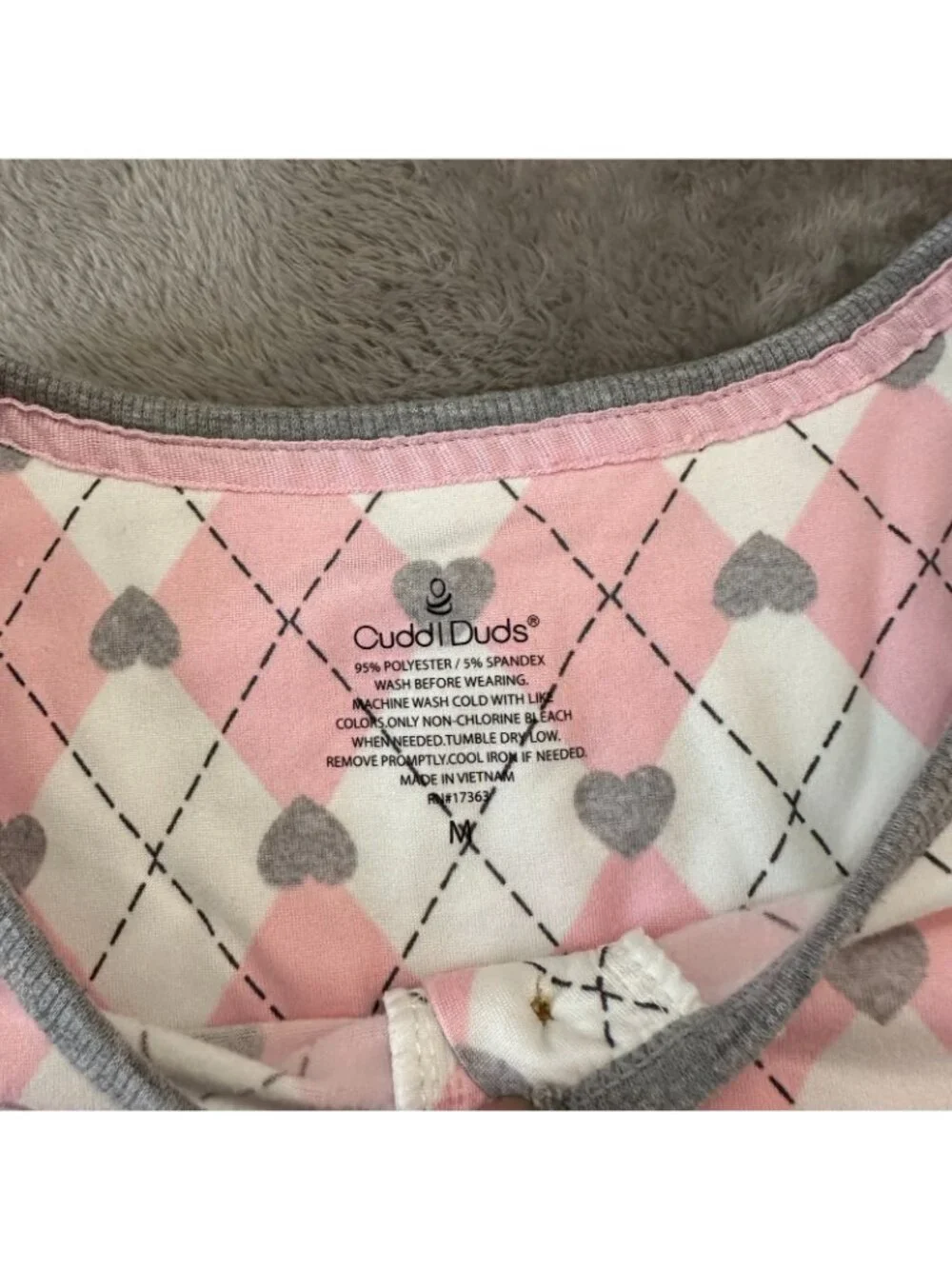 CuddlDuds Cuddl Duds Pajamas Set Pink Hearts Women's MEDIUM Pants Shirt